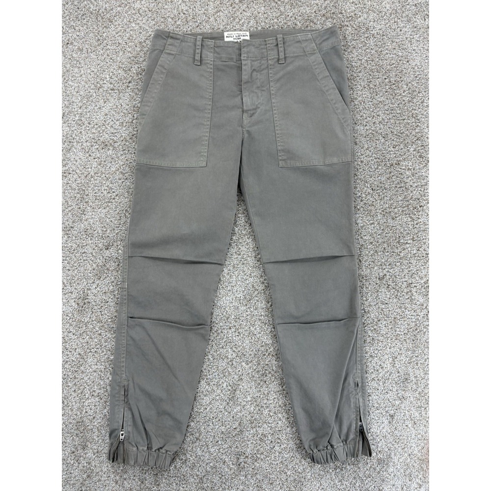 Nili Lotan Olive Green/Gray  Cropped Utility Pants, Size 2. Excellent Condition.